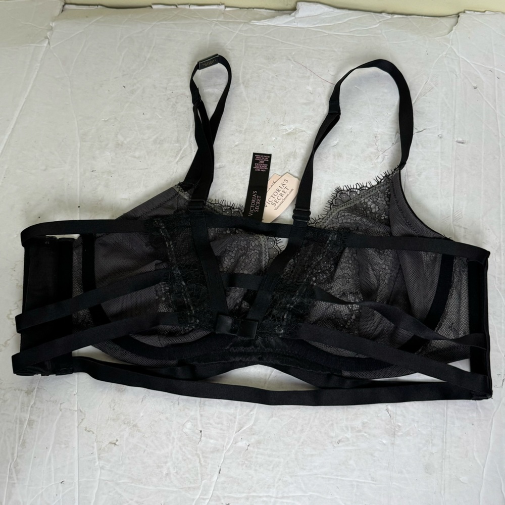 Victorias Secret NEW Lace Sheer Sexy Demi Balconette Bra Strappy Zip Underwire - Picture 10 of 16